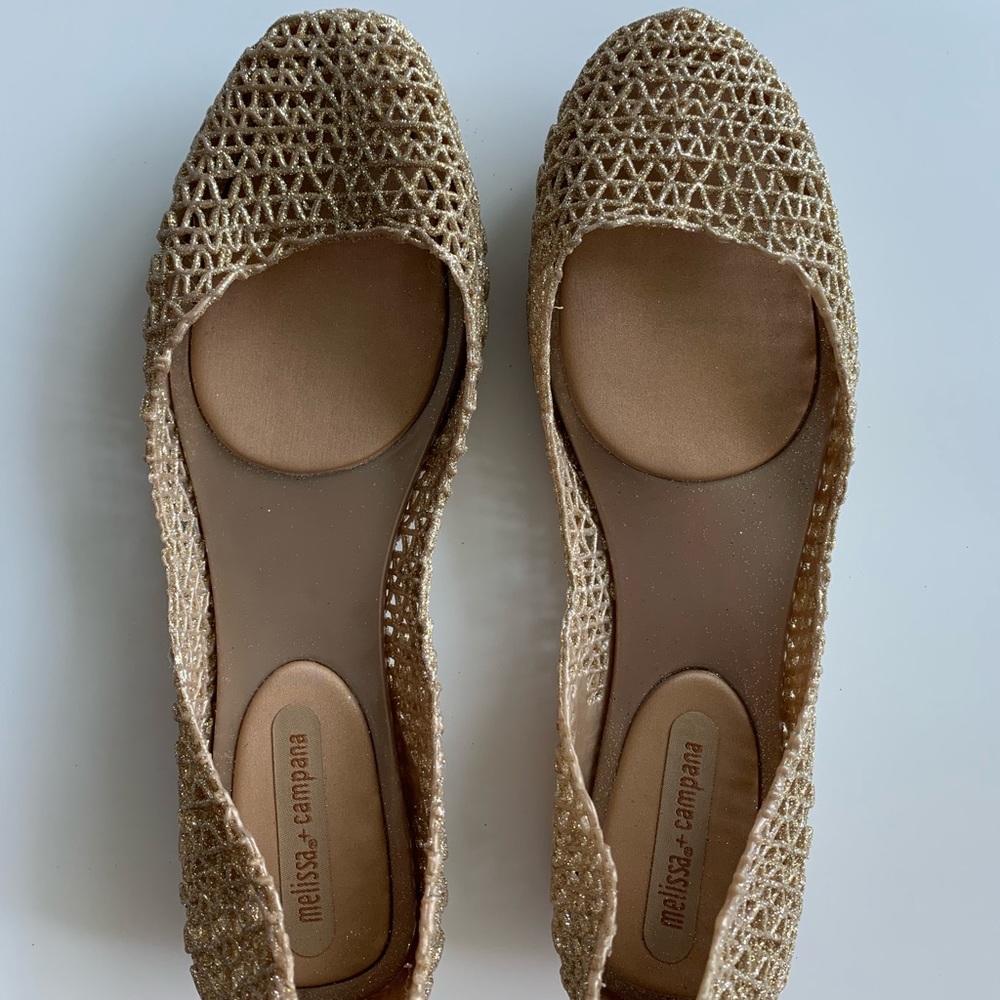 NEW Melissa + Campana papel VII Gold US size 8